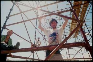 Axemen @ Neon Picnic near Auckland 1988 (L to R: Stu, Steve, Bob)