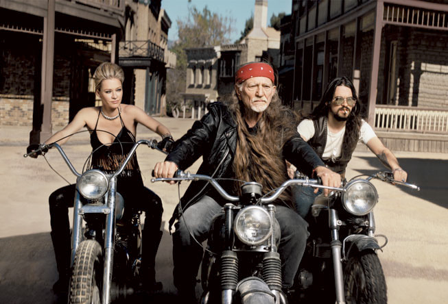 playingsingles32 Willie Nelson &amp; girl on motorbikes